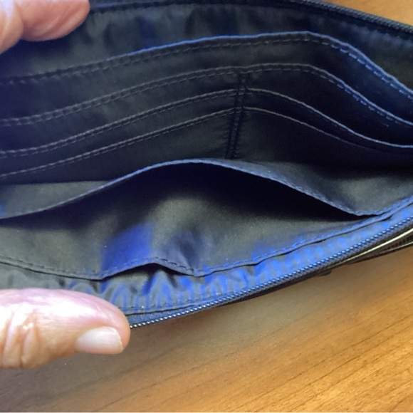 COACH Double Zip Wristlet Wallet In Signature Canvas with Bow Accent Grey Black - Picture 10 of 10